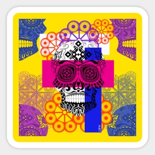 calavera picnic aesthetic wallpaper in ecopop ñanduti floral art Sticker